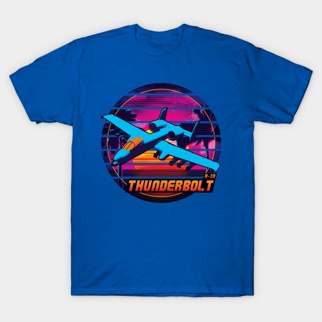 Neon Retro A-10 Thunderbolt T-Shirt by patrickkingart